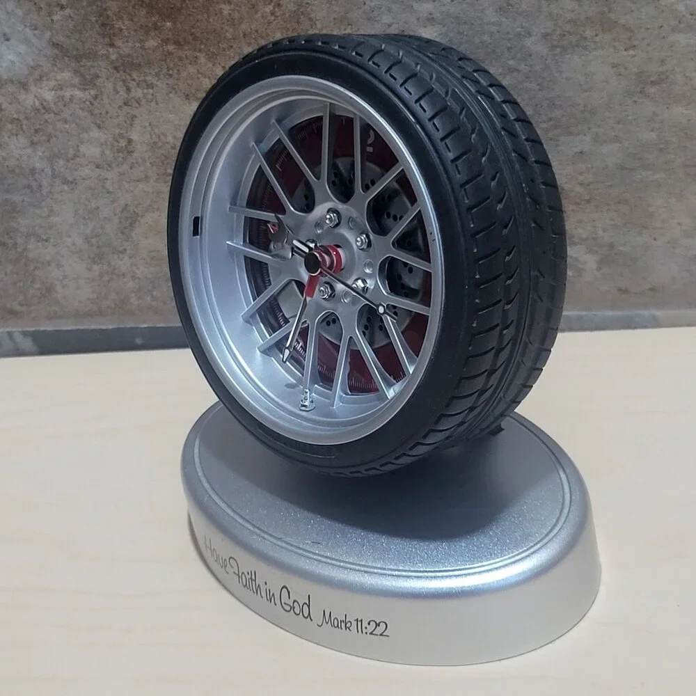 Tire Shaped Desk Alarm Clock Missing Bottom Battery Cover